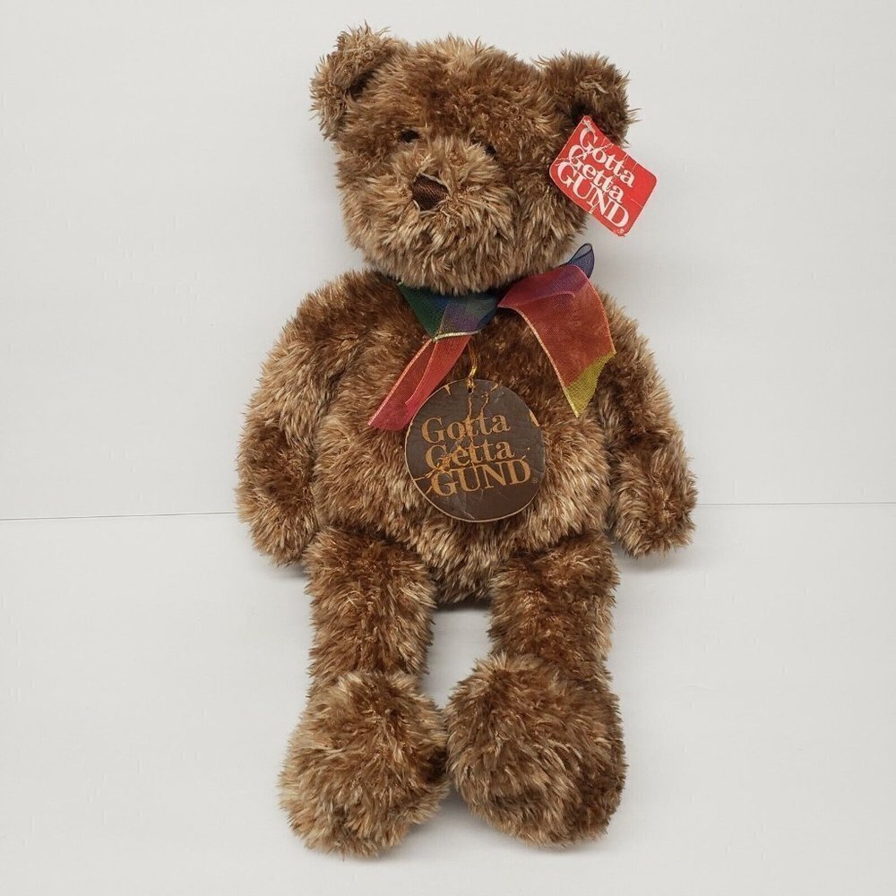 Gund 16" Bearessence Teddy Bear Rainbow Ribbon Plush
